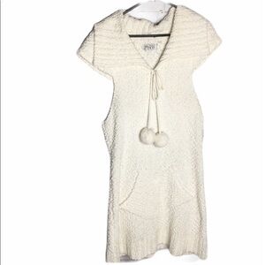FUNKY PEOPLE cream fuzzy pom pom dress tunic